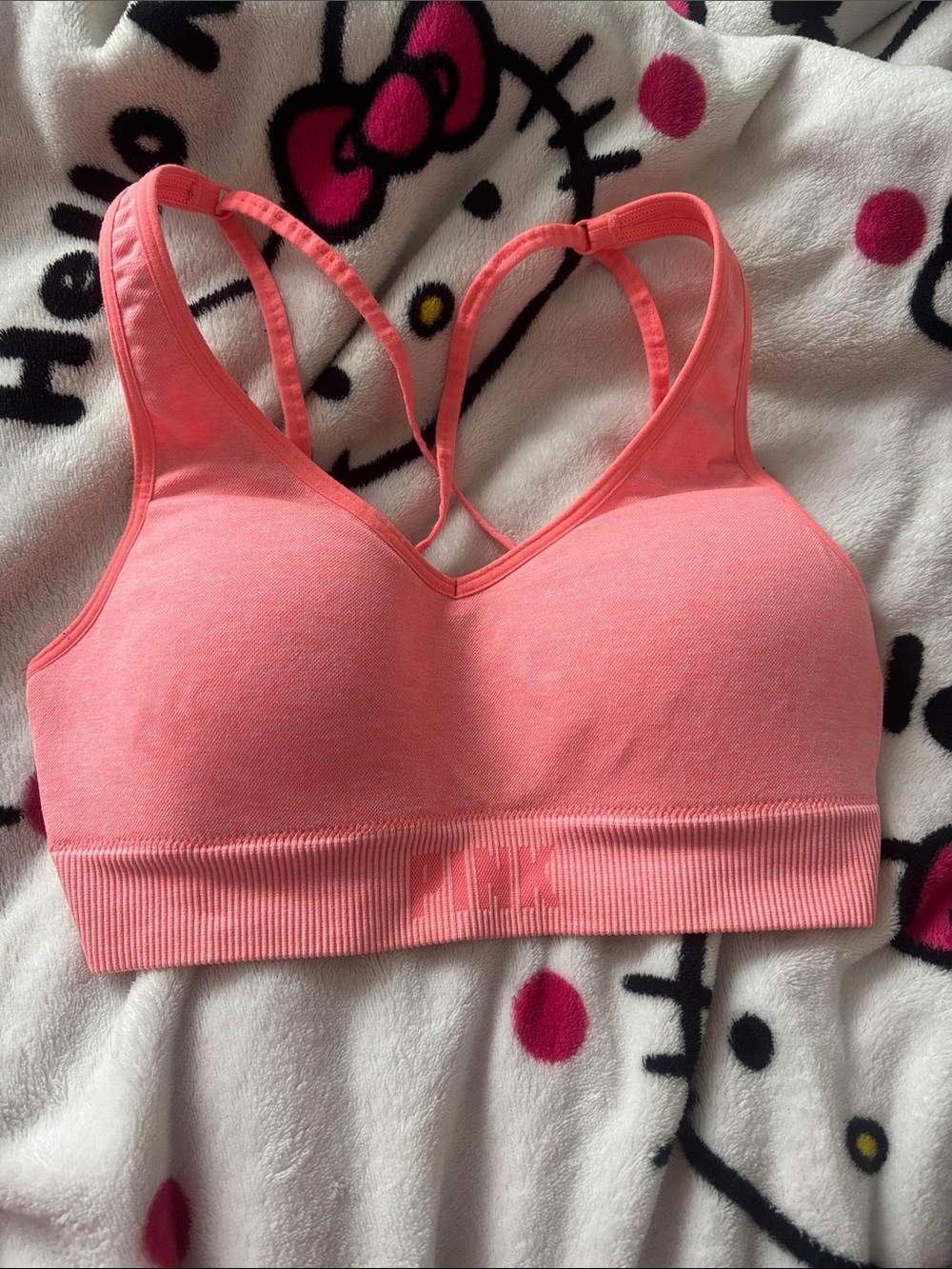 PINK Victoria's Secret Coral Pink Seamless Sports Bra